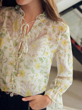 MOTF PREMIUM FLORAL PRINT TIE NECK LIGHTWEIGHT BLOUSE